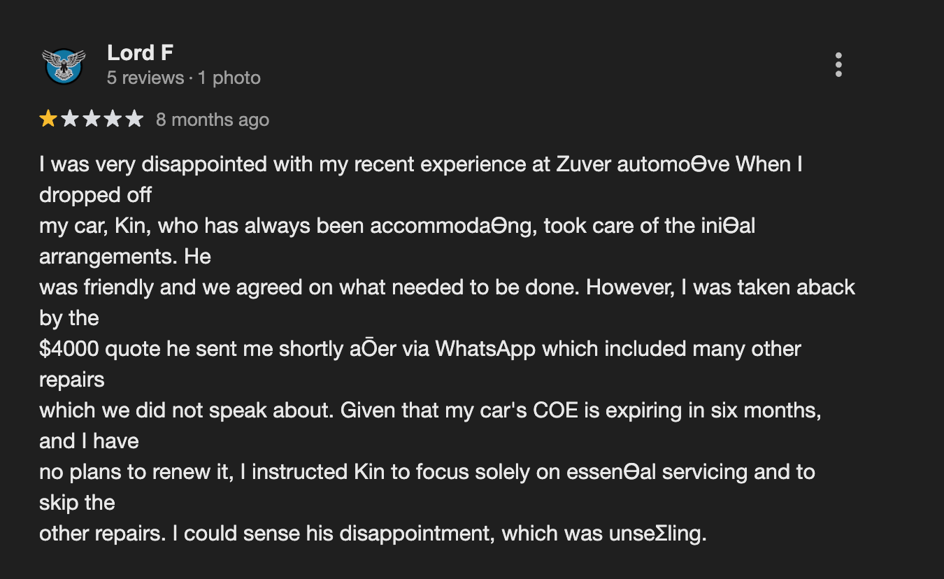 zuver singapore google reviews